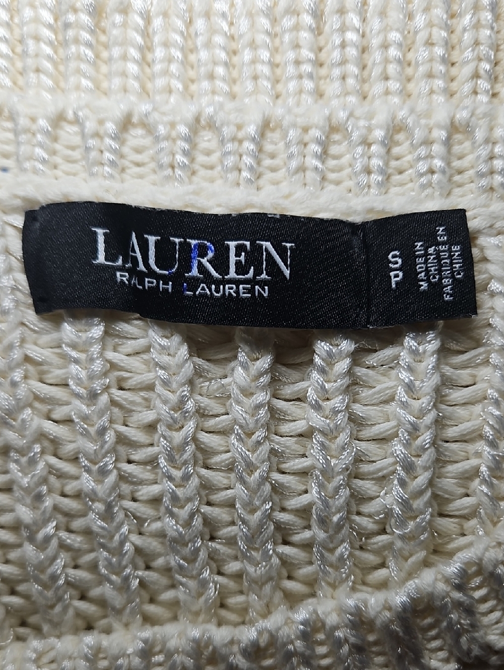 Lauren Ralph Lauren Cotton-Blend Boatneck Sweater Ivory Small - Picture 4 of 10